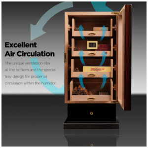 Humidor para Charutos Woodronic Ébano 200 250 Charutos Cedro Espanhol com Gavetas