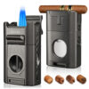 Isqueiro Multifuncional XIFEI XF 61LH Cinza 6 em 1 Desktop com 4 Chamas Jato e Cortador de Charutos