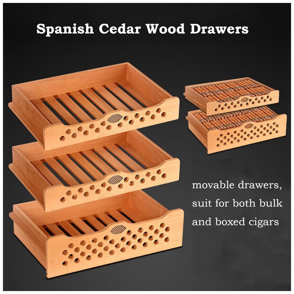 Humidor Elétrico SXXZYAZJ 138L com Controle de Temperatura e Umidade para 1000 Charutos com Gavetas de Cedro Espanhol 110V