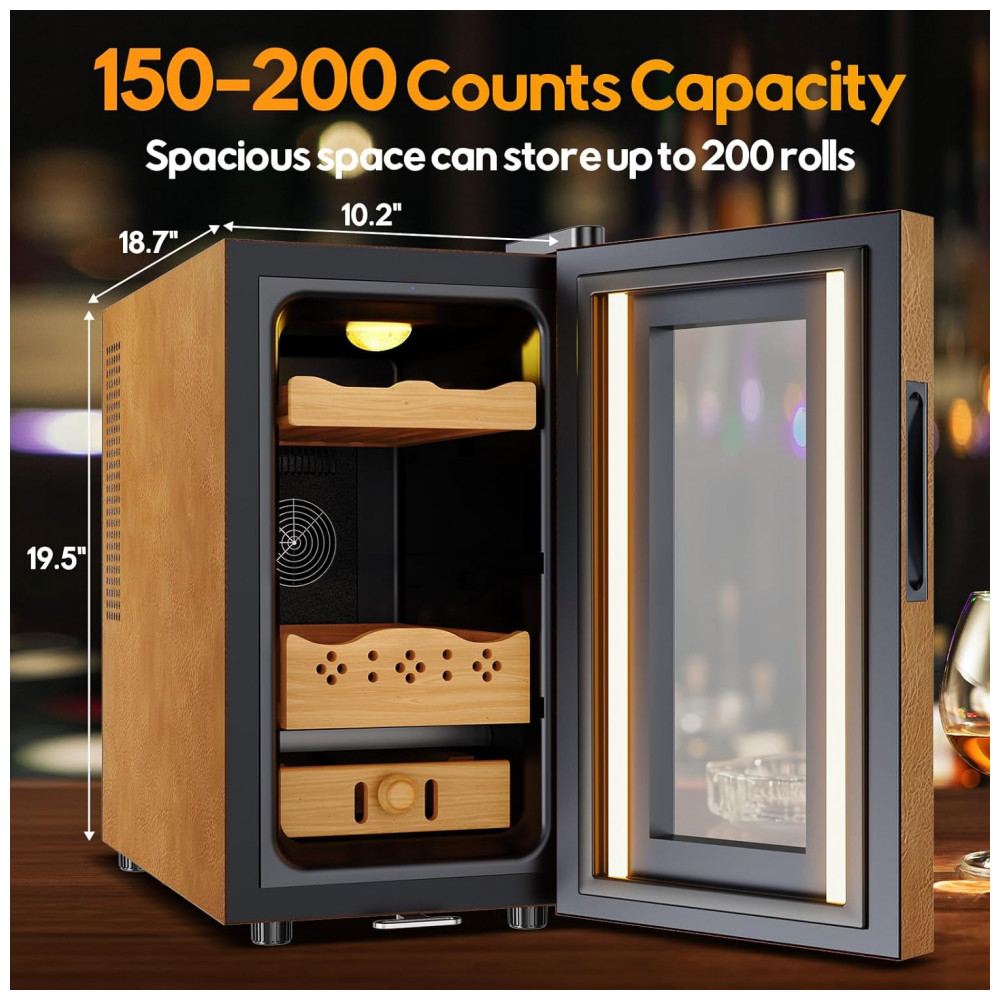 Humidor Elétrico Velieta 25L Marrom com Controle Digital de Temperatura e Umidade 115V