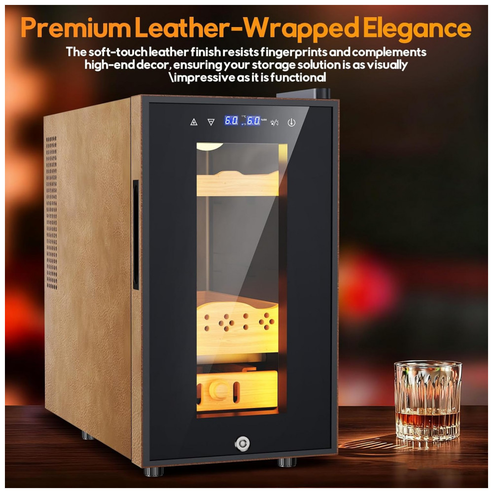 Humidor Elétrico Velieta 25L Marrom com Controle Digital de Temperatura e Umidade 115V