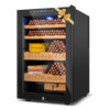 Humidor Elétrico Velieta Preto 70L 400 Charutos Controle Digital Temperatura Umidade Prateleiras Cedro Espanhol Trava Segurança 115V