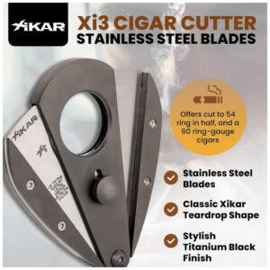 Cortador de Charuto Xikar Xi3 Preto Design Guilhotina Dupla Aço Inoxidável 440C