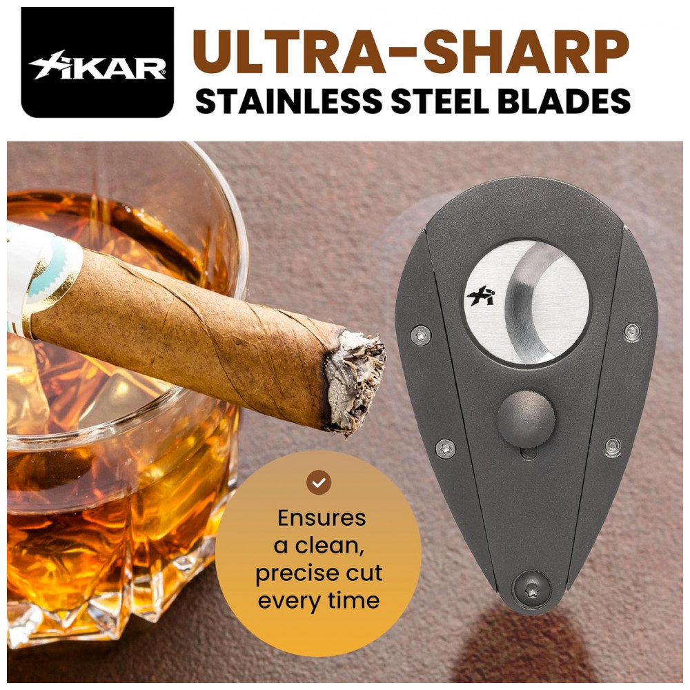 Cortador de Charuto Xikar Xi3 Preto Design Guilhotina Dupla Aço Inoxidável 440C
