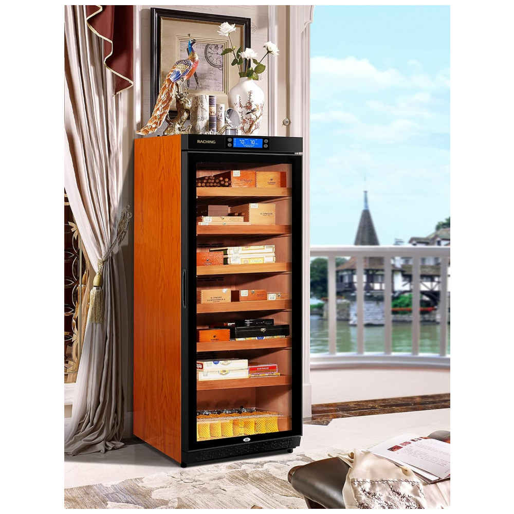Gabinete Humidor Raching Piano Preto 330L para Charutos com Controle de Temperatura e Umidade 110V