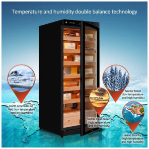 Gabinete Humidor Raching Piano Preto 330L para Charutos com Controle de Temperatura e Umidade 110V