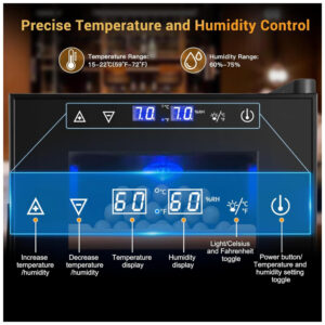 Humidor Elétrico Velieta Preto 25L Capacidade 200 Charutos Controle Digital 115V